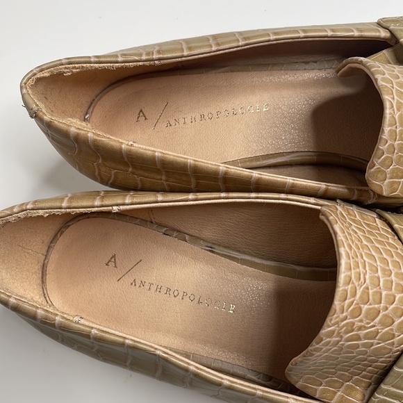 Anthropologie Hadley embossed leather Block-Heeled Loafers in Honey / size 9 - Picture 6 of 13